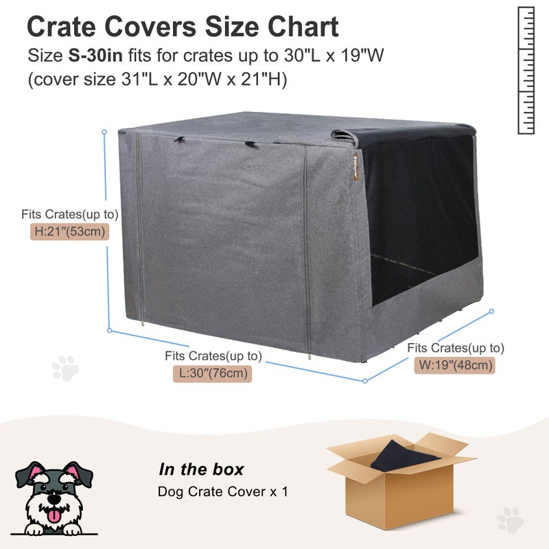 HiCaptain Breathable Dog Crate Cover 30 Inch, Durable Heavy Duty Kennel Cover, Dual Zippered Panels, Windproof Waterproof UV-Resistant(Grey) - Image 5